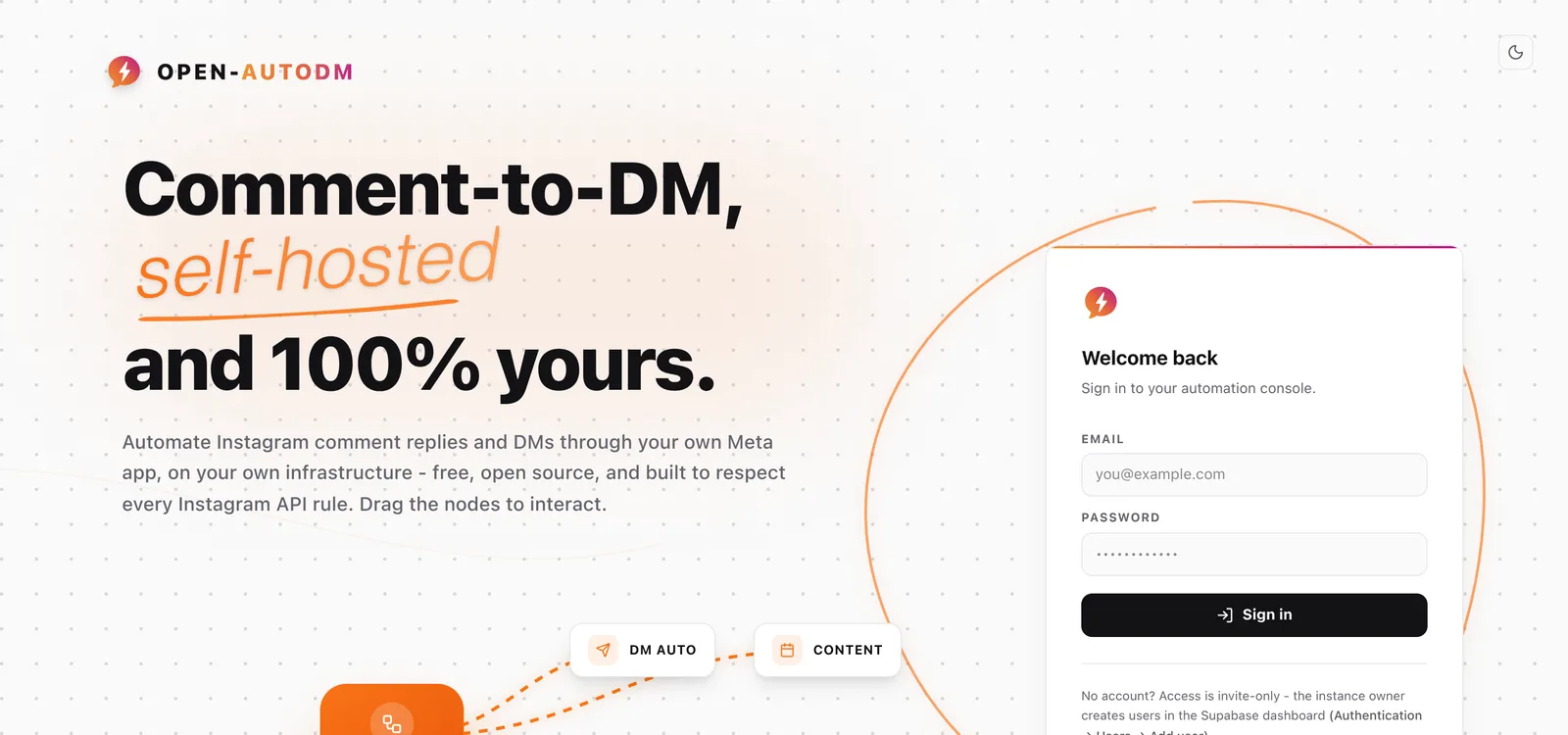 open-autoDM landing page